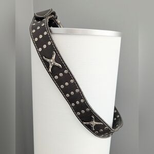 Unisex Leather Belt with Silver Stud Accents